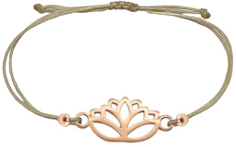 Selfmade Jewelry Armband Damen Roségold Lotus Größenverstellbares Armkettchen mit Lotusblüte Handmade Inkl. Geschenk-Verpackung