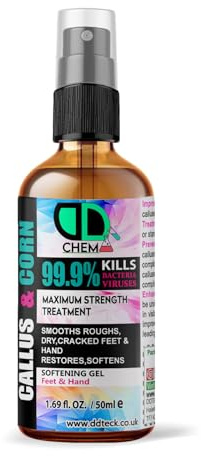DD Teck Callus and Corn Remover Liquid, Callus Eliminator, Liquid & Gel for Softening Foot, Rescue Hard Skin, Pain-Free Treatment for Foot & Hand (50ml Glass Spray)