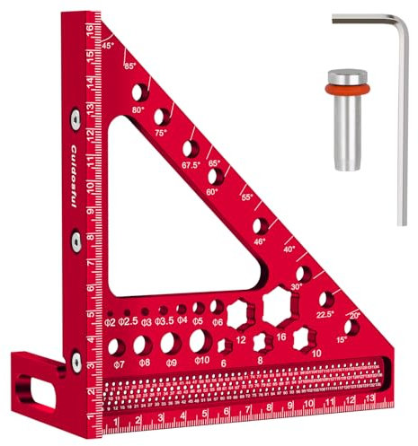 3D-Gehrungswinkel,Präzisions Messwerkzeug für Holzbearbeitung, Multifunktionaler Winkelmesser, 15-90 Grad, Aluminiumlegierung, Holzbearbeitungslineal für Tischler & Ingenieure