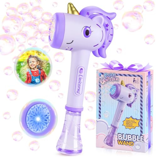Getatoy Unicorn Bubble Wand Bubble Machine Toy for Kids | Bubbles Maker with Cool Light, Toys for 3+ Year Old Girls Kid, Birthday Gifts for Age 4 5 6 7 8 Years Old, Outdoor Garden Toy