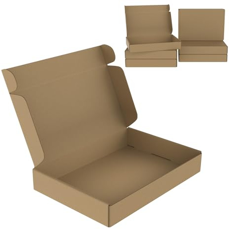 XMTECH 20 stycken hopfällbara lådor fraktkartong platt kartong 32 x 20 x 5 cm, förpackningslådor perfekt för frakt av små varor