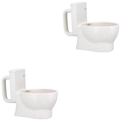 Cabilock 2St Toilettentasse Wasserbecher für Badezimmer Tassen Kaffeebecher Deckel lustige Kaffeetasse kältekissen kühlschtrank bier gläser Cartoon-Wasserbecher Bierbecher Keramik Weiß