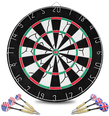 Noxtioanip Bersaglio Freccette, 44.8 cm Bersaglio Tiro a Segno Dardo Classico con 6 Frecce, Gioco Freccettes Adulti Tabellone, Professionale Tiro a Segno, Darts Board Double Face per Riunioni Famiglia