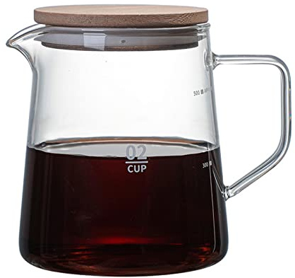 JINGYAN Cafetière 500ml/300ml Glass Pitcher Heat Resistant Clear Glass Teapot with Lid Household Glass Coffee Jug Milk Juice HolderFor Coffee Tea(500ml)