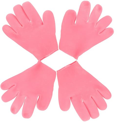 ABOOFAN Guantes Hidratantes de Silicona para Manos Secas 2 Pares para Uso Nocturno Femenino Guantes para Aplicar Loción y Hidratante Durante la Noche Color Rosa