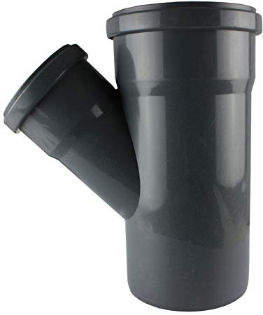 MKK HT - Raccordo a T per tubi in PP, 67°, collegamento rame, DN 75 su DN 50, colore: Grigio