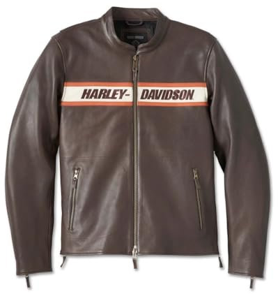 HARLEY-DAVIDSON Herren Lane II Biker Motorradjacke aus Leder mit Protektoren Männer Protektorenjacke Vintage Motorcycle, 2XL