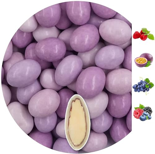 EinsSein 1kg Schokomandeln Geschmacksmix flieder-lila glanz | ca. 160 Stück Hochzeitsmandeln für Gastgeschenke Hochzeit Taufe Kommunion Konfirmation | Taufmandeln Bonboniere Confetti | Mandeln Schoko