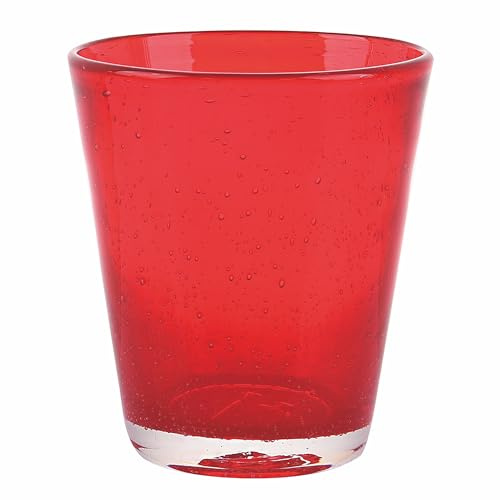 Villa d'Este Home Tivoli Lot de 6 verres à eau rouge 330 ml en pâte de verre soufflé, Cancun Satin