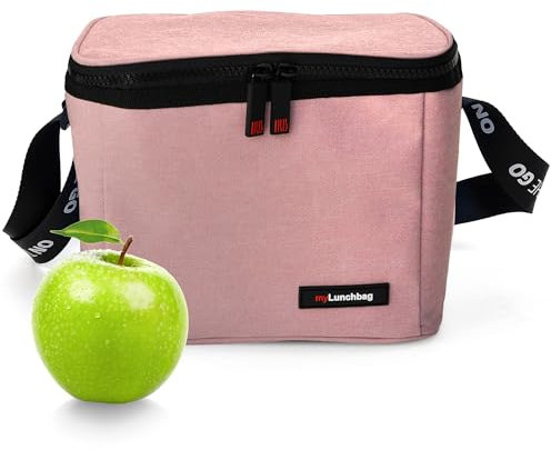 Bolsa Termica Porta Alimentos 4L- Bolsa Isotérmica de Paredes Extra-Gruesas Mantiene el Frío 8h, Nevera Portátil con Correa Ajustable, Fiambrera Térmica para Trabajo, Picnic, Almuerzo, Camping, Rosa