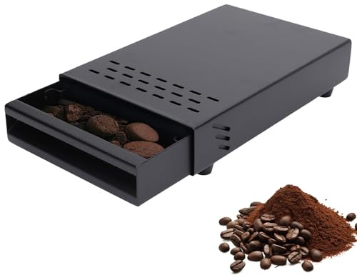 Boîte à Café Knock, Réutilisable Bac a Marc de Cafe, Knock Box Café Acier inoxydable, Boite A Marc De Cafe Accessoire Cafe pour Cuisine Restaurant Café Bar Bureau - 7,1 X 11 X 2in(noir)