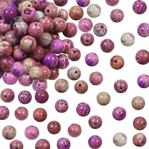 TOAOB 100 Pezzi Perline Pietra Viola di Diaspro Naturale 6mm Rotondi Energetica Sciolte Pietre Semipreziose per Bracciale Collana Braccialetti Anello Fai da Te Creazione di Gioielli