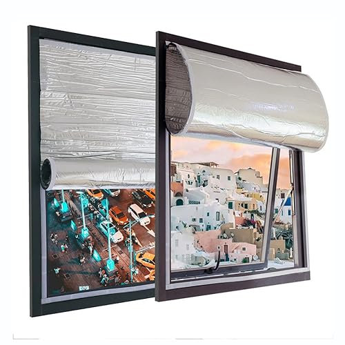 zklaseot Verdunkelungsrollo, Fenster Isolierfolie, Verdicken Schirm Aus Aluminiumfolie for Den Wintergarten Kälteschutz Warm Halten Datenschutz (Farbe : Silver, Größe : 120x125cm)