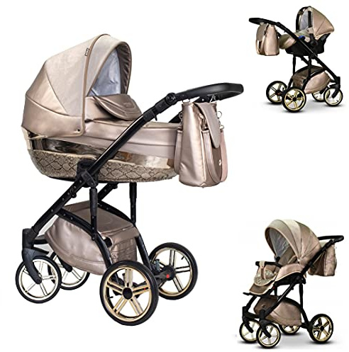 Kinderwagen-Set 4 in 1 Vip Lux inkl. Sportsitz und Autositz - 12 Teile - in 18 Farben