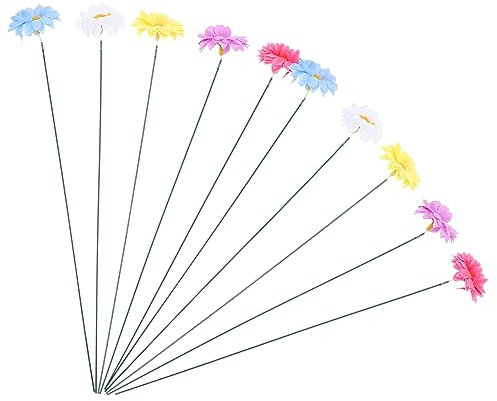 Sosoport Gänseblümchen Lebendige Blumenstecker Gartenstecker aus Vliesstoff und Eisen 10 Stück Dekorative Gartendekoration für Garten und Rasen für Draußen