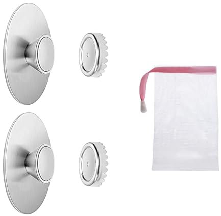 NIYATA Portasapone Magnetico 3 Pezzi, Dispenser Sapone Magnetico Senza Fori, Portasapone da Parete, Magnetico per Cucina e Bagno