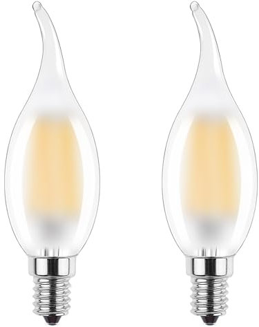 ProCrus E14 Led Dimmerabile Candela Lampadina,Smerigliato C35 Candela Lampadine Piccola Vite,Bianco Caldo 2700K,350LM 4W(35W Equivalente),2 Pack