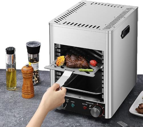 Fablestoryem Asador Eléctrico para Carne,Horno para Carne,Horno Eléctrico Comercial,con Temporizador de 10 Minutos y Ajuste de Temperatura de 800 ℃,para Cocinar Carne,Res,Cerdo,Pollo y Verduras