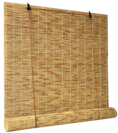 Zhixubah Bambusrollo Outdoor Wetterfest Natürliche Schilf Vorhang Rollo Bambus 50x100 150x200 90x120 140x200cm Bambus Raffrollo Verdunklungsrollo Lichtfilter-Rollo Für Türen Fenster Terrasse