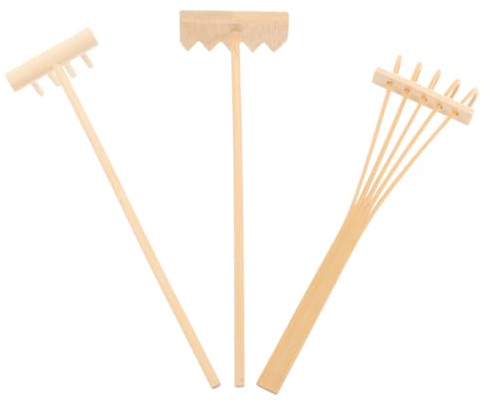 Toyvian Mini Râteau Zen Lot de 3 Accessoires pour Jardin Zen Décoration Feng Shui Outils de Contemplation Râteau Naturel Maison Bureau