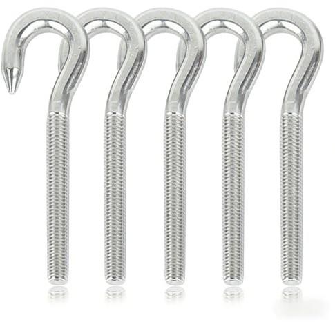 5pcs M8 Schraubhaken Edelstahl Haken mit Gewinde 304 Edelstahl für Indoor Outdoor Hängen Zubehör (M8)