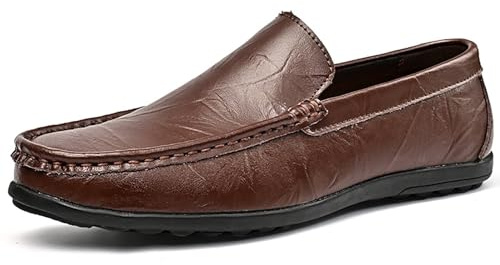 Herren-Pennyloafer, Slip-On-Mokassins in Lederoptik, Autofahrerschuhe, bequeme Freizeitschuhe for den Business-Look(Gray,8UK/43EU)