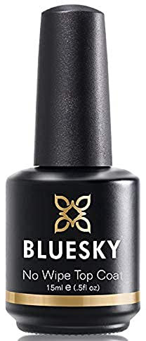 BLUESKY No Wipe Top Coat 10/15 ml – Capa superior UV/LED que dura hasta 3 semanas (Bluesky No Wipe Top Coat 15 ml)