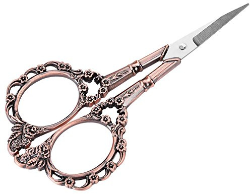 Embroidery Scissors, Tip Stainless Steel Vintage Carved Plum Design Sewing Scissors for Cross Stitch Needlework Knitting Tailors DIY Crafters Artists