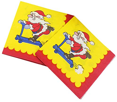Amosfun 40 Stück Weihnachten Servietten Tissue Papierservietten Weihnachtsmann Muster Seidenpapier Mundservietten zum Falten Weihnachten Xmas 2021 Neujahr Silvester Party Tischdeko