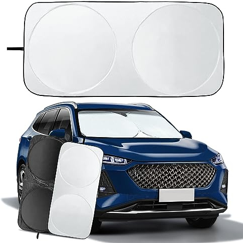 Car Windscreen Sun Shade, Windshield Sunshade for Inside, Foldable Car Sunshades Front Sun Visor Protector Reflective UV Rays Sunshades Fits Windshields of Various Sizes (160 * 85 cm)