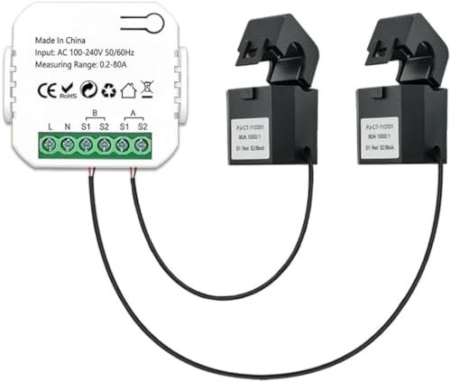 WiFi Smart Energy Meter, Tuya Smart Life WiFi Energy Meter 80A with 2 Clamp CT Smart Home Energy Monitor