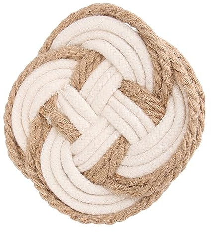 Mikinona Round Cotton Thread Weave Coasters Non-slip Insulation Placemat Heat Resistant Woven Cotton Linen Blend Cup Mat for Dining Table Kitchen Use