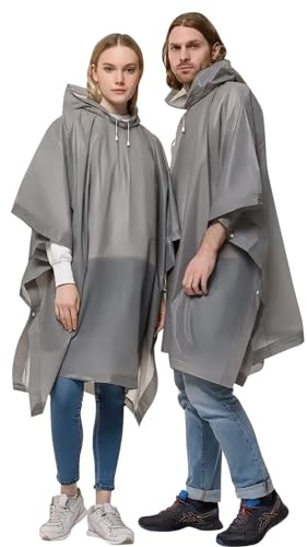 OSDUE 2 Pièces Poncho Pluie, Imperméable Poncho avec Capuche à Cordon de Serrage, Réutilisable Poncho Matériel EVA,Poncho Pluie Femme et Homme, pour Les Festivals de Camping et Les Randonnées