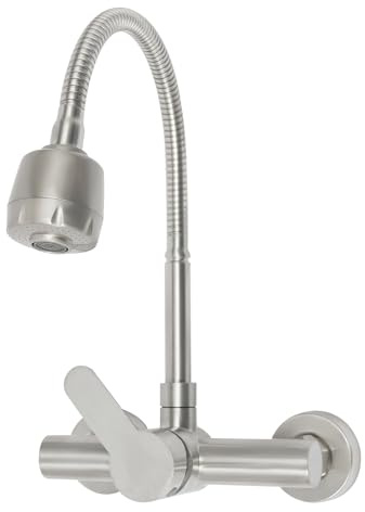 Wand Wasserhahn Wandarmatur Schwenkbarer Auslauf Wasserhahn 360° Schwenkbar Edelstahl für Küche Einhebelmischer