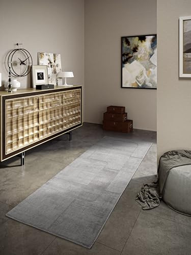 Villeroy & Boch Tappeto di lana Charlotte, naturale, tessuto a mano ed ecologico, in lana boho per soggiorno, camera da letto, sala da pranzo, corridoio, cucina, grigio, 80 x 250 cm