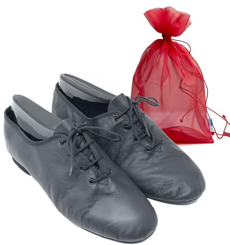 DanzaVinci Bundle Bleyer Jazzschuhe 7618 Jazz-Starter mit Chiffonbeutel, Schwarz, 40, Tanzschuhe aus weichem Nappaleder für Kinder und Erwachsene, Tanzsportschuhe rutschfest