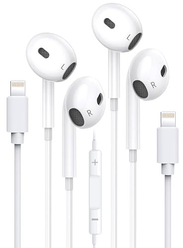 Lightning Headphones, MFi Certified Lightning In-Ear Headphones for iPhone Stereo Noise Headphones Built-in Microphone & Volume Control with iPhone 14/14 Plus/12 Pro/13 Pro Max/11 Pro/X/7/8/XS/XR