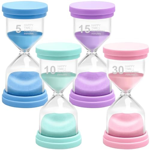 Hourglass Minuteur à sable pour enfants, 5/10/15/30 minutes, outil éducatif durable pour cuisine, salle de classe et maison