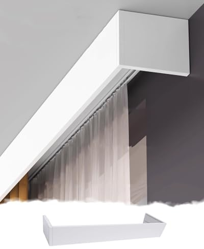 ENHEN Curtain Track Ceiling Blackout Curtain Pelmet Box Only, Customize Length Curtain Boxes Boards for Blinds Decorative, Aluminum Window Cassette Without Tracks(180cm/70.9in/5.9ft)