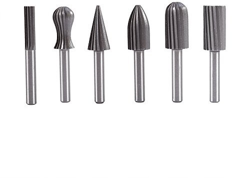HSS Rotary Files Burr Drill Grinder Set 6pcs 1/4 Inch Steel Bits for Metal Wood Plastic