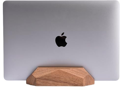 Nuvograin Adjustable Vertical Laptop Stand, MacBook Holder with Wood, Wooden Laptop Stand, Vertical Laptop Holder for Desk, Width Adjustable Dock Fits All MacBook/Surface Pro