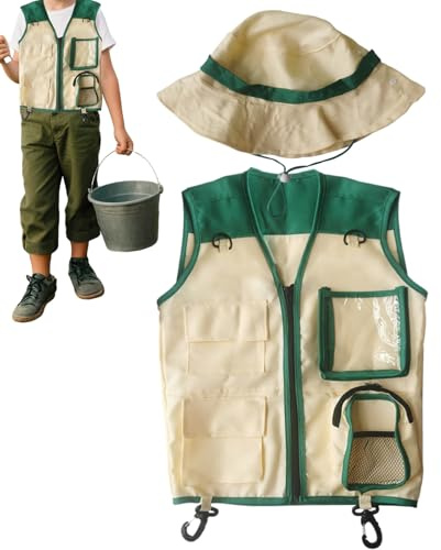 Generisch Explorer Vest for Children, Outdoor and Camping Equipment, Children's Adventure Set with Vest and for Outdoor Activities, Hiking, Jungle, Safari, Zoo