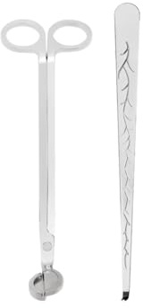 VIVURA Candle Wick Trimmer，Professional Copper-Nickel Plated Candle Wick Trimmer 2-Piece Set, 7.09-inch Silver Scissors with Decorative Patterns, Candle Maintenance Tool with a Ball Head