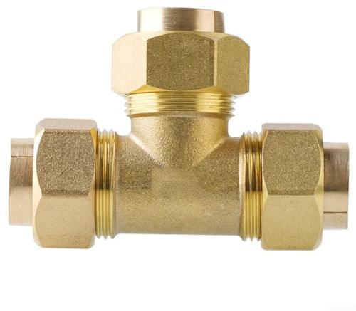 GLFLOW Messing T-Stück Rohrverbinder, Gewindefitting für Sanitär-, Heizungs- und Trinkwasserinstallation (15,8 mm)
