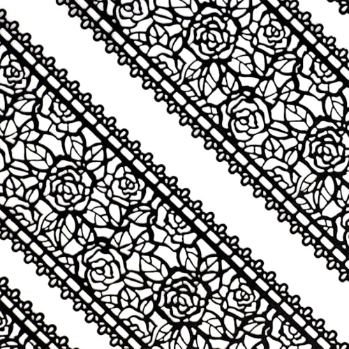 Essbar Spitzenbordüre Große gebrauchsfertige Spitze Tortenband Rosenblüte schwarz 10tlg