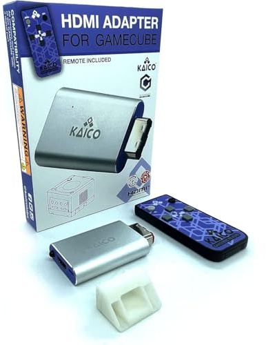 Kaico Gamecube HDMI Adapter für Original Nintendo Gamecube mit GCVideo Software - Unterstützt 2-Fach Zeilenverdoppler - Fernbedienung im Lieferumfang - Einfache Gamecube HDMI Plug & Play Lösung