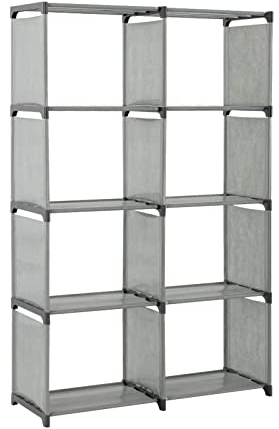 YORKING 5 Tier Modern Book Shelves 125cnx80cmx30cm Storage Shelf Tubes Bookcase Display Shelving Units 8 Cube Storage Unit Canvas Wardrobes for Bedroom Living room Kitchen(Gray)