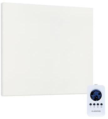 Klarstein Stufa Elettrica Infrarossi Basso Consumo, Pannello Radiante Infrarossi 300 Watt con Telecomando e Timer, Pannelli a Riscaldamento, Pannello per Riscaldamento Senza CO2