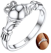 FaithHeart Sterling Silver Claddagh Ring Womens Wedding Band Stackable Plain Silver Irish Love Rings for Mom Wife Size Y