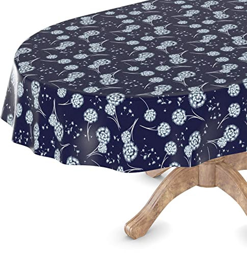 Wachstuchtischdecke Wachstischdecke Tischdecke abwaschbar Gartentischdecke Wachstuch Eckig rund oval Oval 140 x 180cm Schnittkante Pusteblume Blau